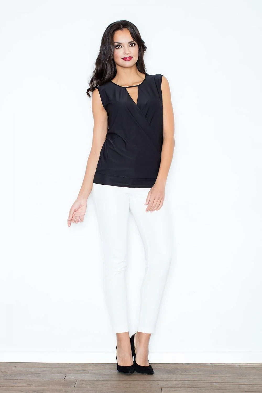 Haut féminin sans manches polyester moderne élégant goutte d’eau gris clair style chic polyvalent