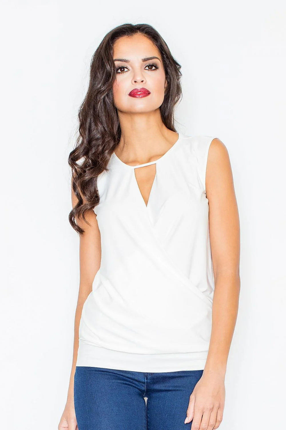 Haut féminin sans manches polyester moderne élégant goutte d’eau gris clair style chic polyvalent