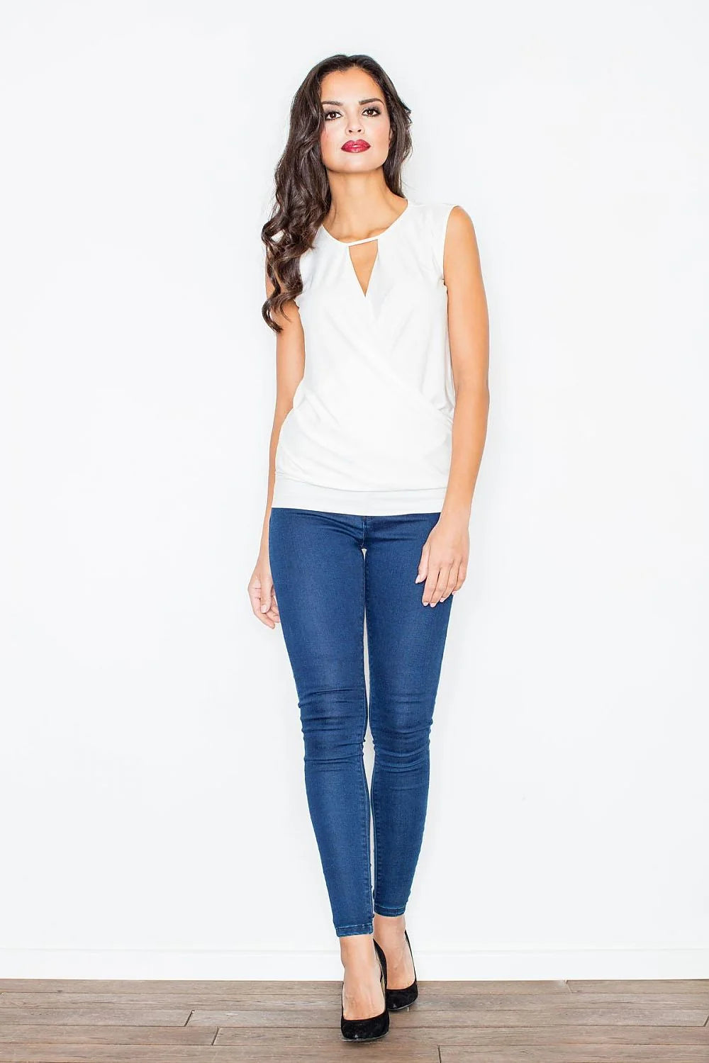 Haut féminin sans manches polyester moderne élégant goutte d’eau gris clair style chic polyvalent