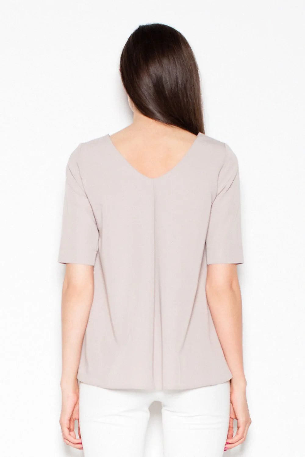 Haut femme rose en coton chic moderne manches courtes coupe droite ample style minimaliste sophistiqué
