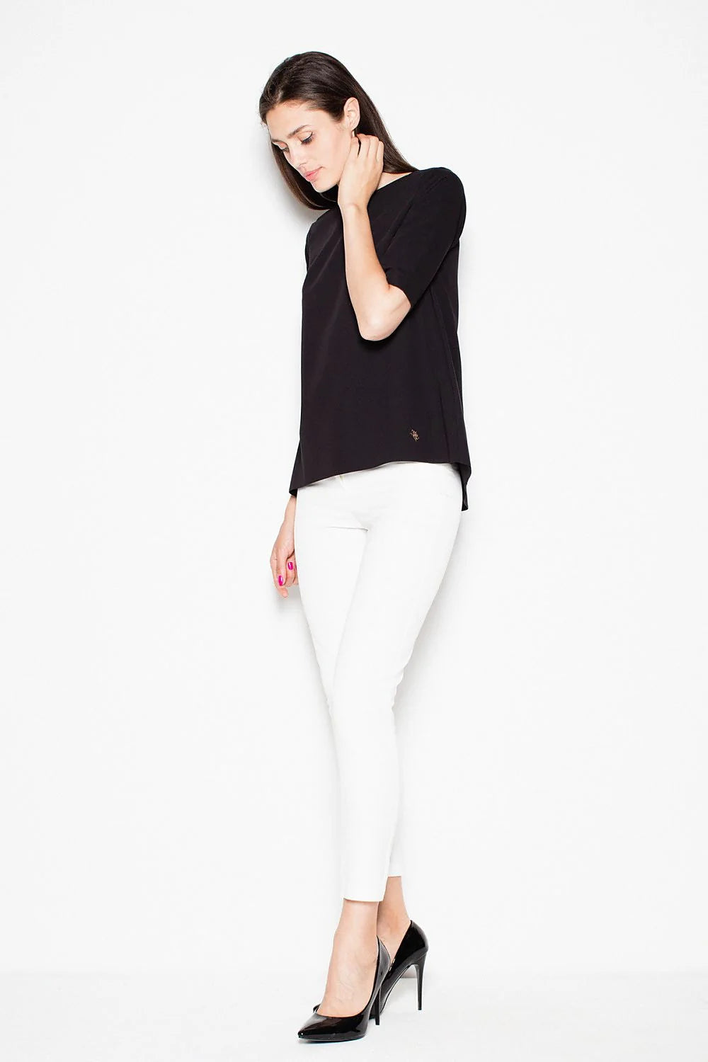 Haut femme rose en coton chic moderne manches courtes coupe droite ample style minimaliste sophistiqué
