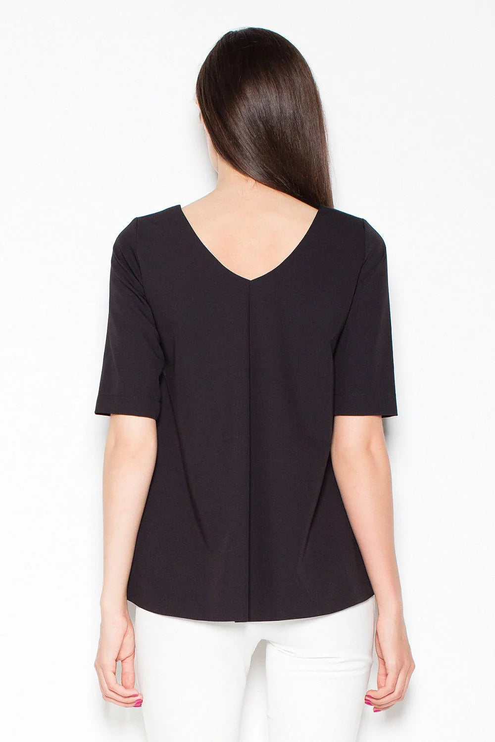 Haut femme rose en coton chic moderne manches courtes coupe droite ample style minimaliste sophistiqué