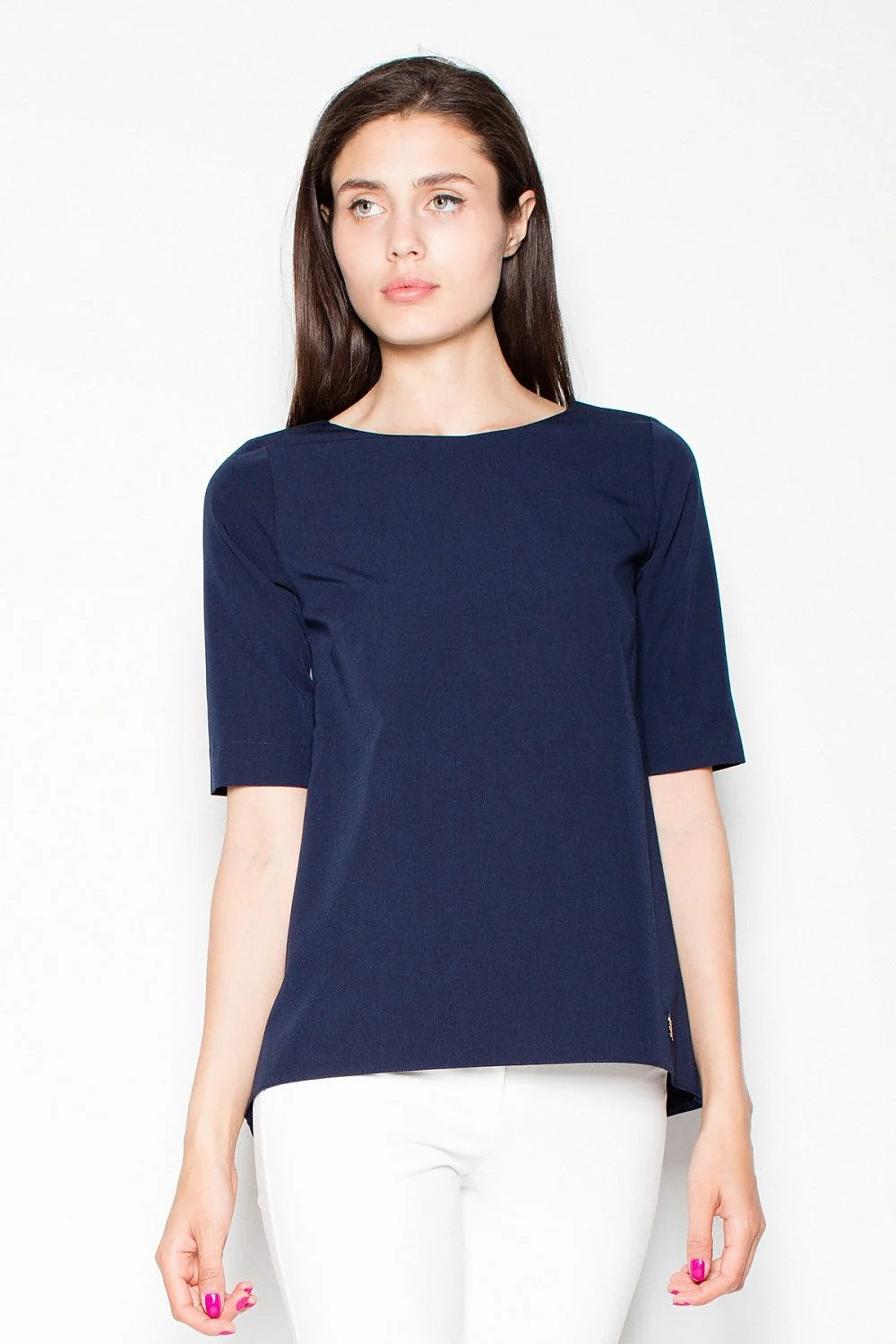Haut femme rose en coton chic moderne manches courtes coupe droite ample style minimaliste sophistiqué