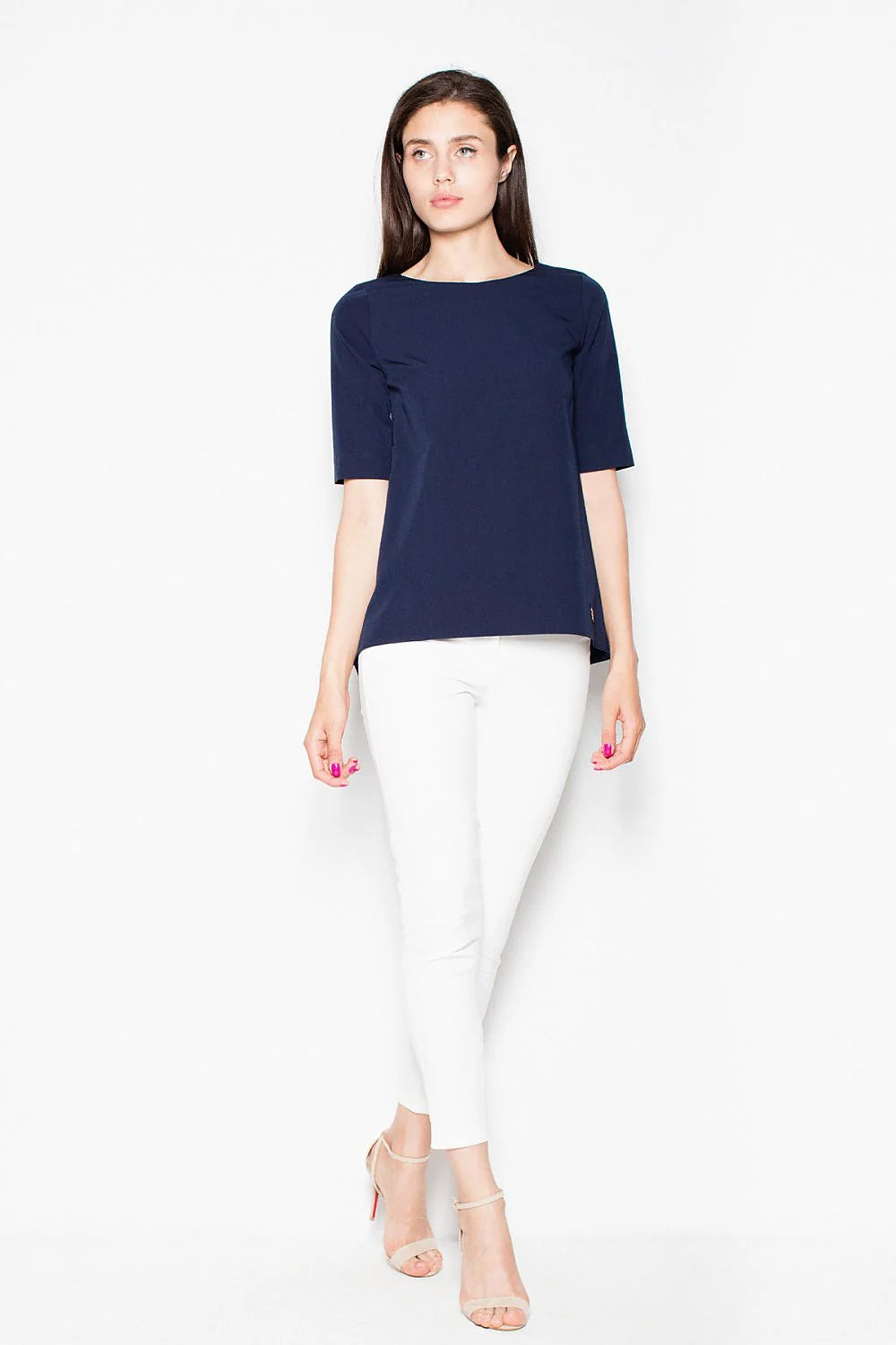 Haut femme rose en coton chic moderne manches courtes coupe droite ample style minimaliste sophistiqué