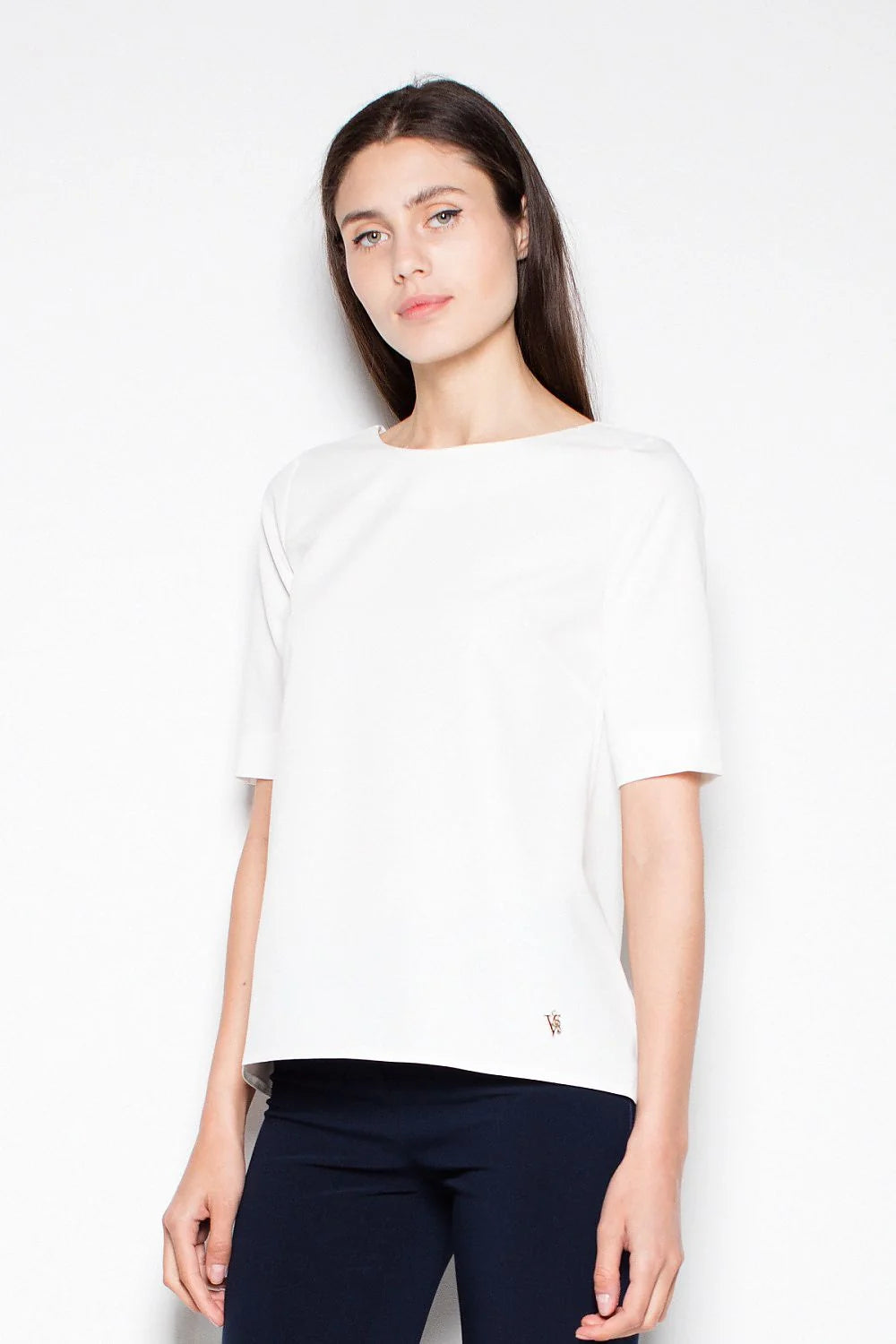 Haut femme rose en coton chic moderne manches courtes coupe droite ample style minimaliste sophistiqué