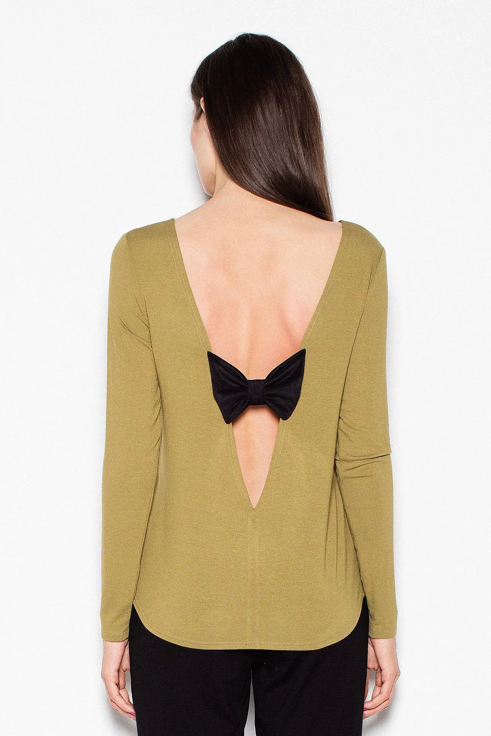 Haut manches longues coton décontracté vert olive élégant confortable col bateau mode féminine moderne