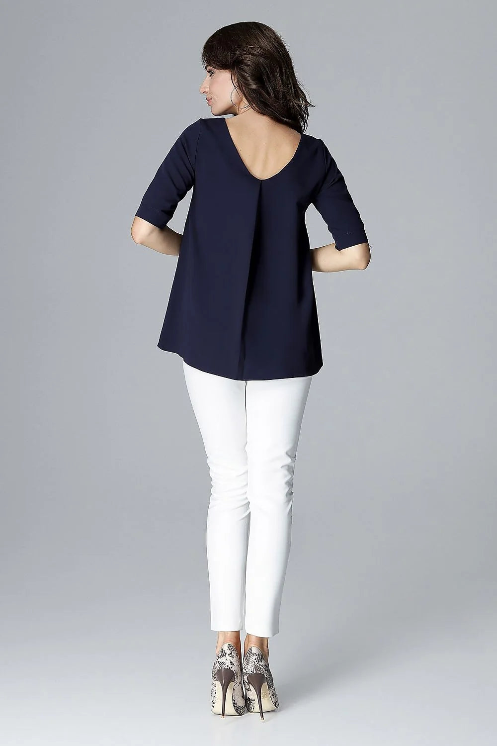 Haut rose ample coton élégant manches mi-longues casual bureau chic mode féminine confort