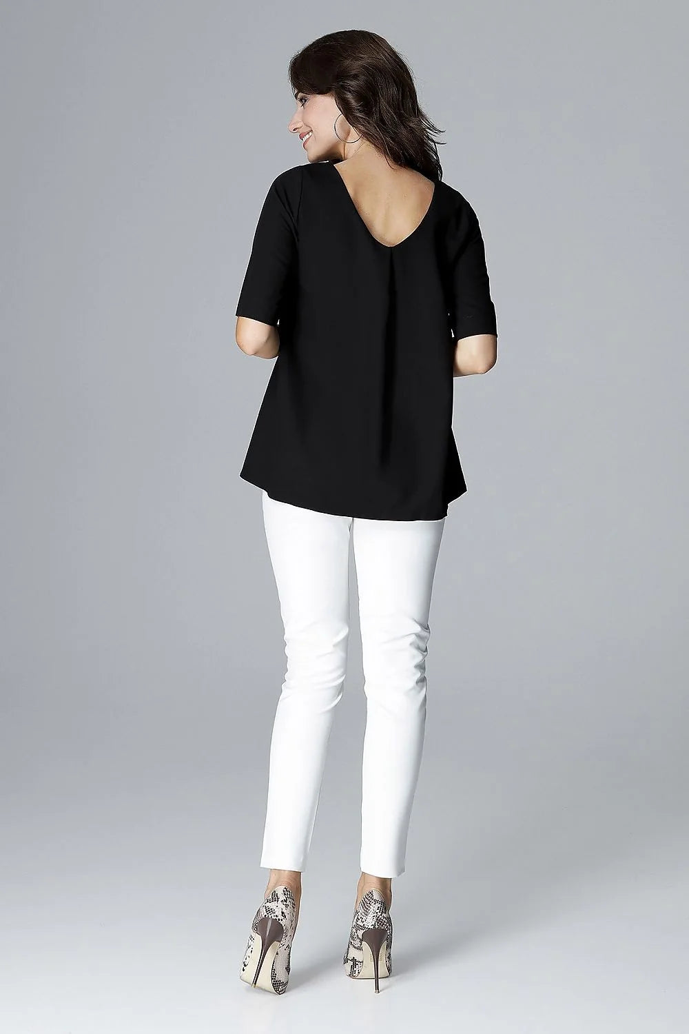 Haut rose ample coton élégant manches mi-longues casual bureau chic mode féminine confort