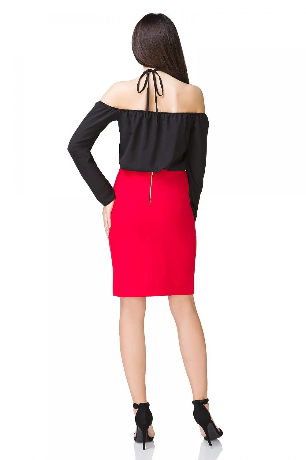 Haut synthétique chic élégant épaules dénudées roses vives tenue moderne pour femme sophistiquée