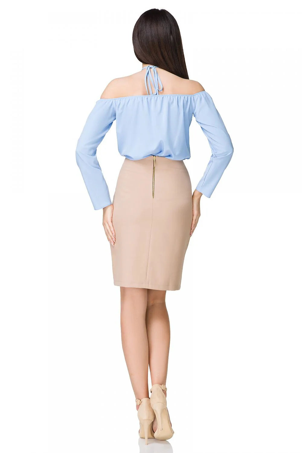 Haut synthétique chic élégant épaules dénudées roses vives tenue moderne pour femme sophistiquée
