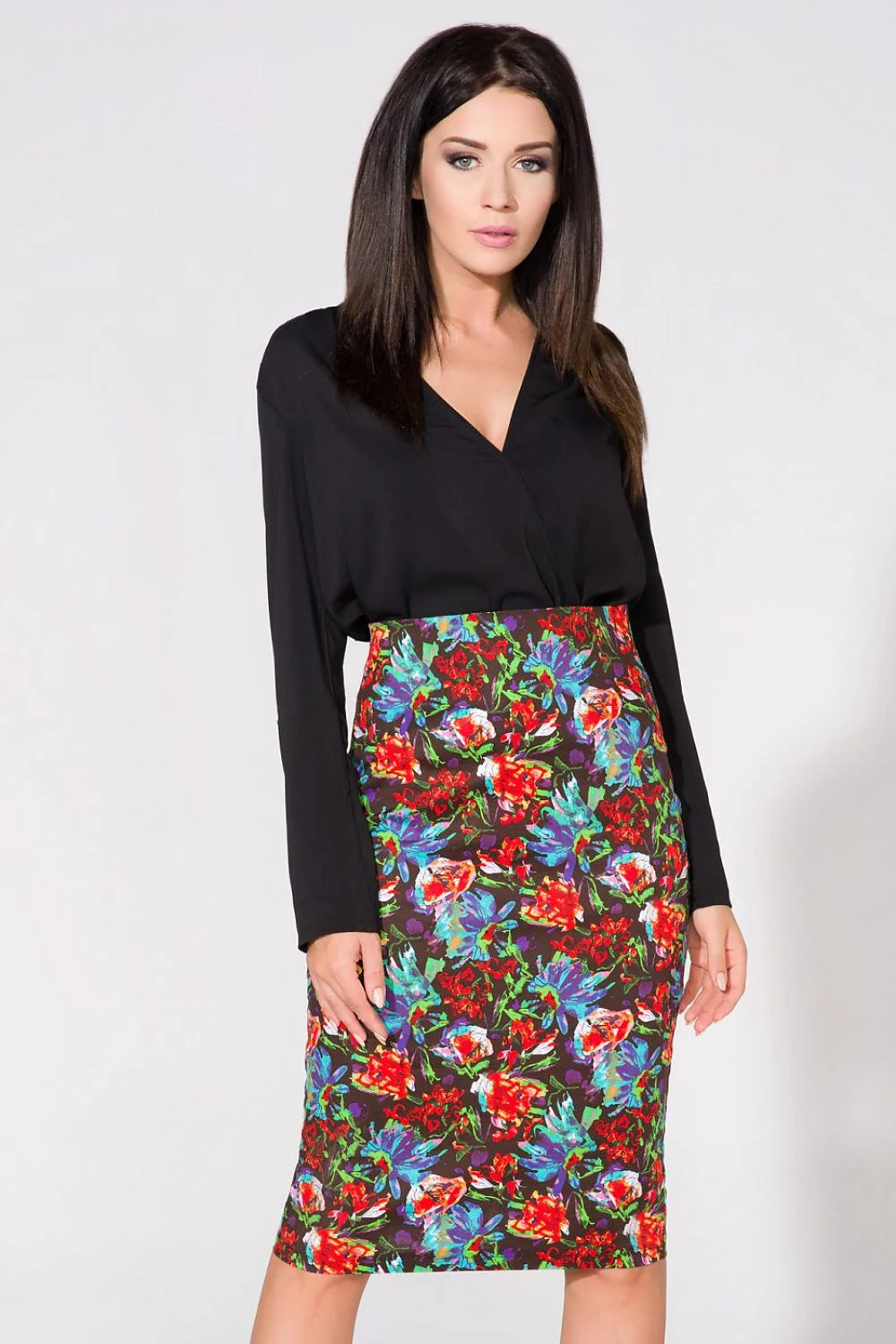 Jupe crayon élégante ajustée imprimé floral chic haute qualité mode pour femme moderne tendance