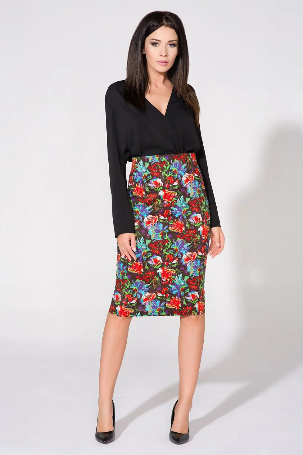 Jupe crayon élégante ajustée imprimé floral chic haute qualité mode pour femme moderne tendance