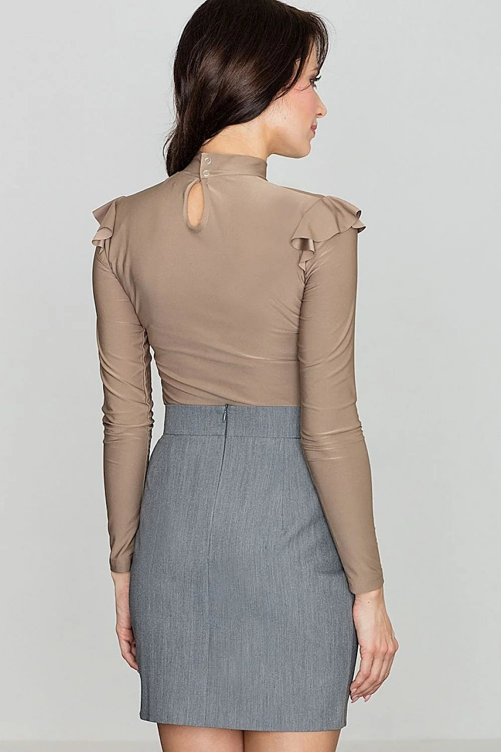 Jupe crayon élégante en tissu synthétique avec fente avant pour style contemporain et professionnel féminin