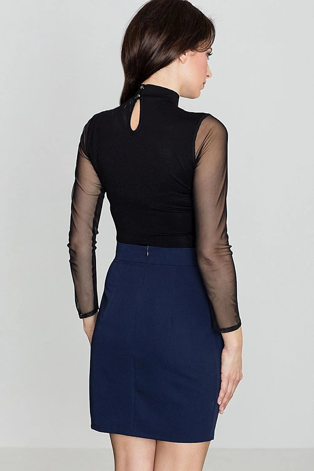 Jupe crayon élégante en tissu synthétique avec fente avant pour style contemporain et professionnel féminin