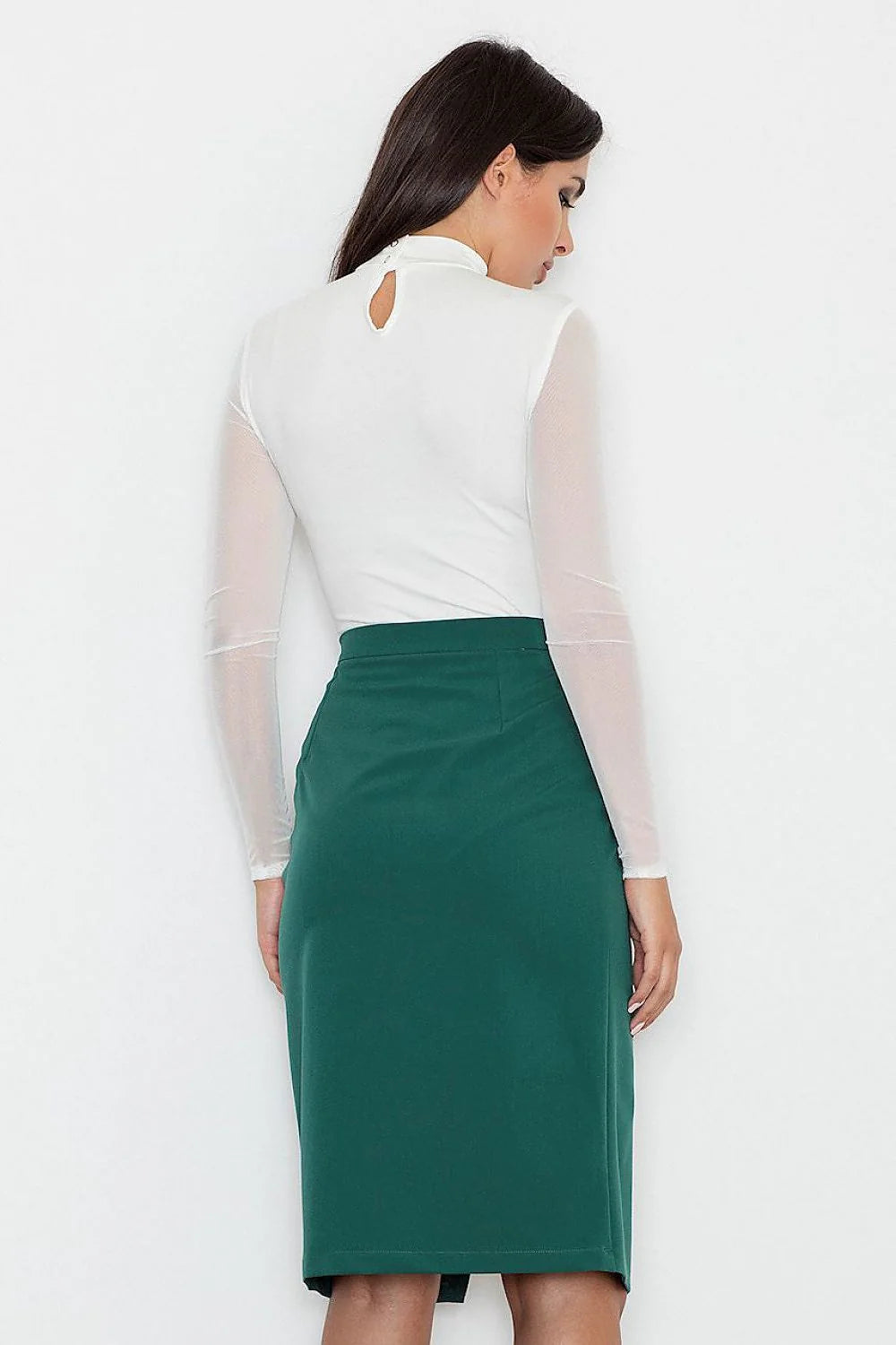 Jupe crayon mi-mollet tissu texturé jaune moutarde chic moderne pour élégance professionnelle femmes sophistiquées