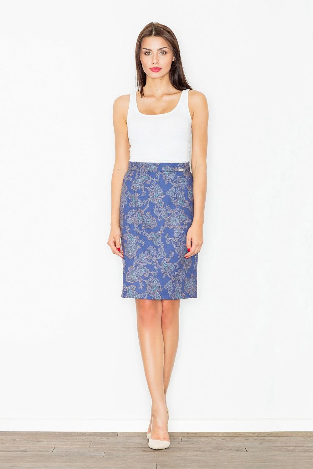 Jupe crayon polyester élégante motifs paisley moderne style décontracté confort bureau dîner femmes tendance