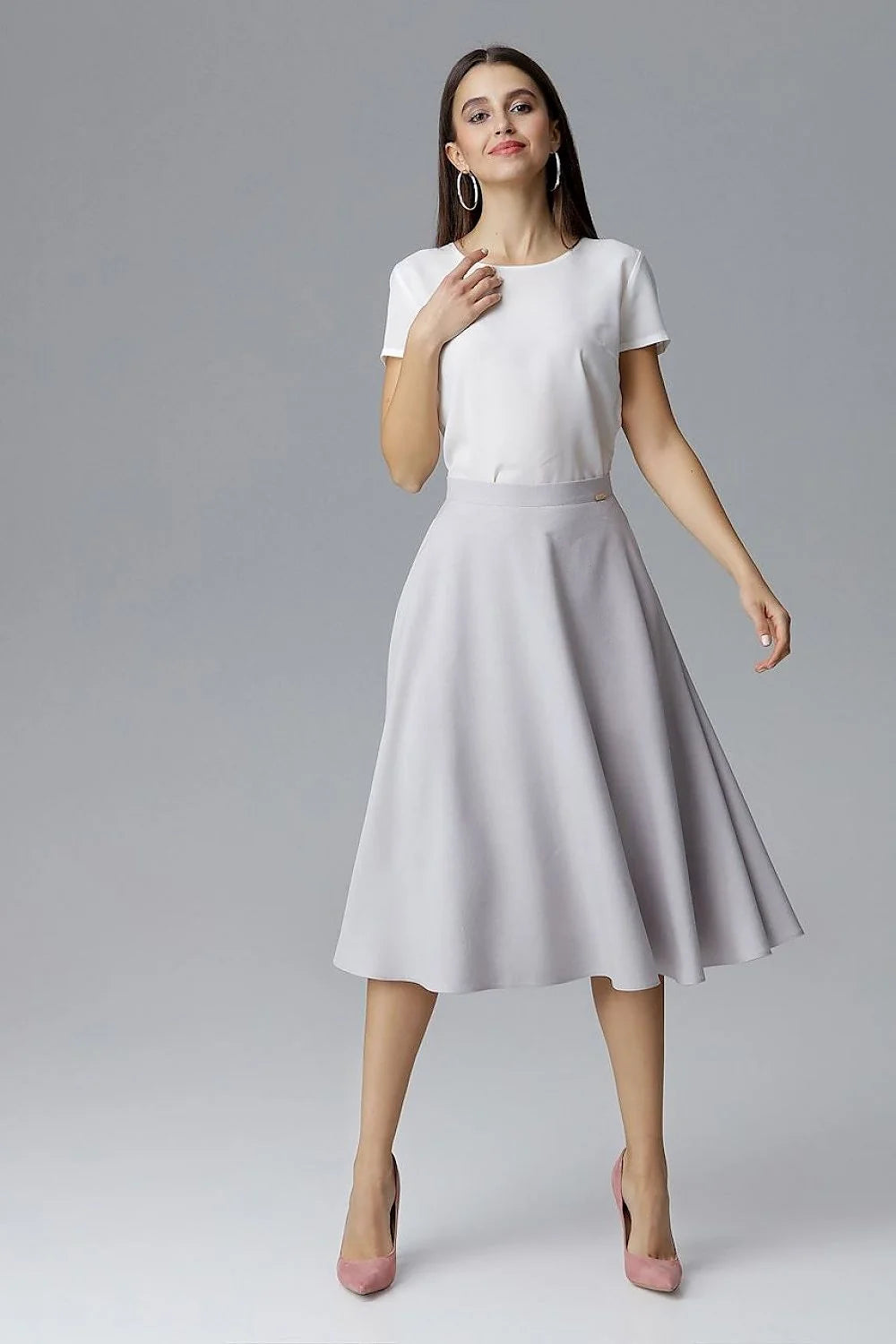Jupe Évasée en Polyester Bleu Clair Élégante et Confortable pour Femme Moderne et Décontractée