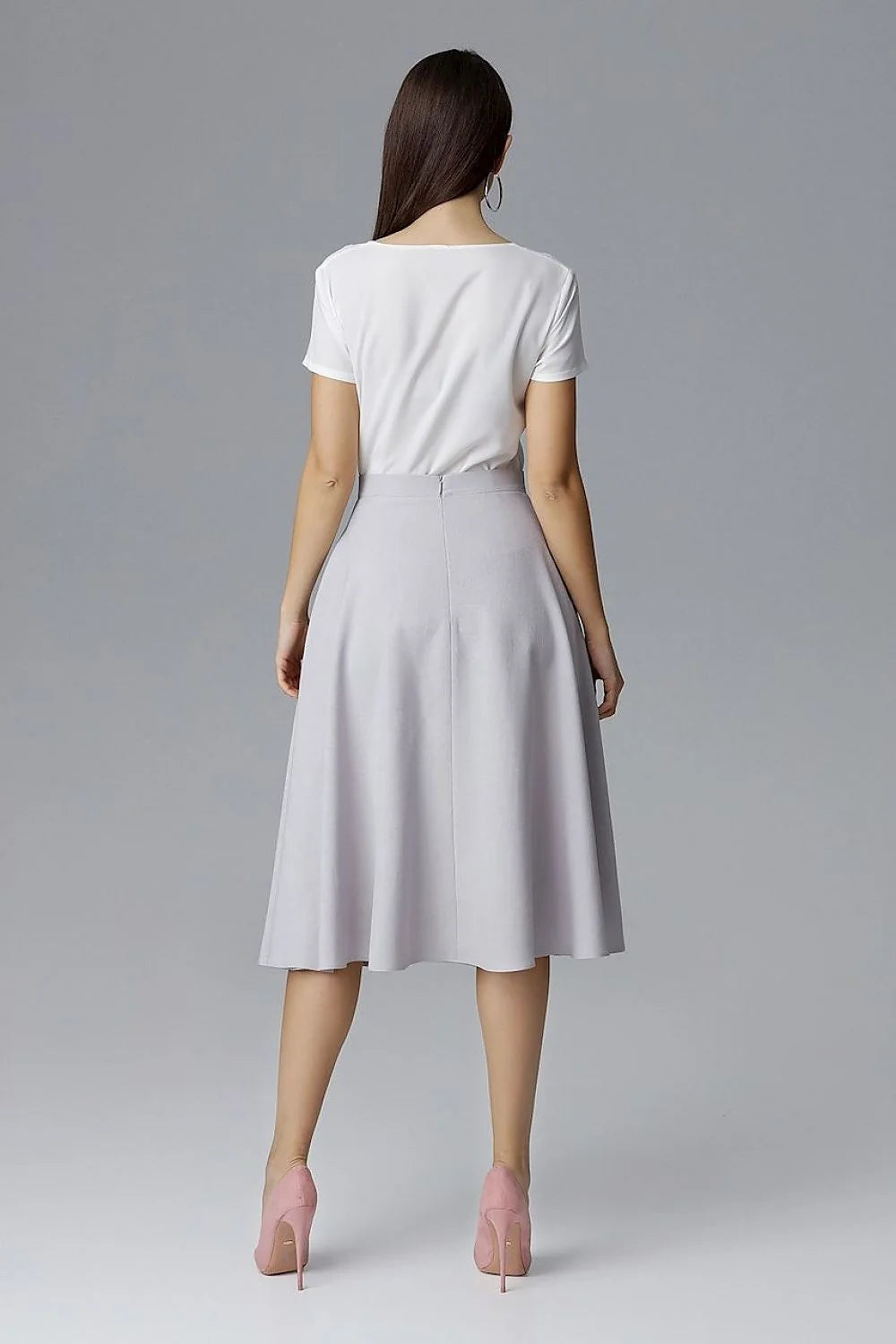 Jupe Évasée en Polyester Bleu Clair Élégante et Confortable pour Femme Moderne et Décontractée