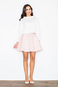 Jupe évasée en tissu doux rose pâle élégante taille haute mode féminine quotidienne