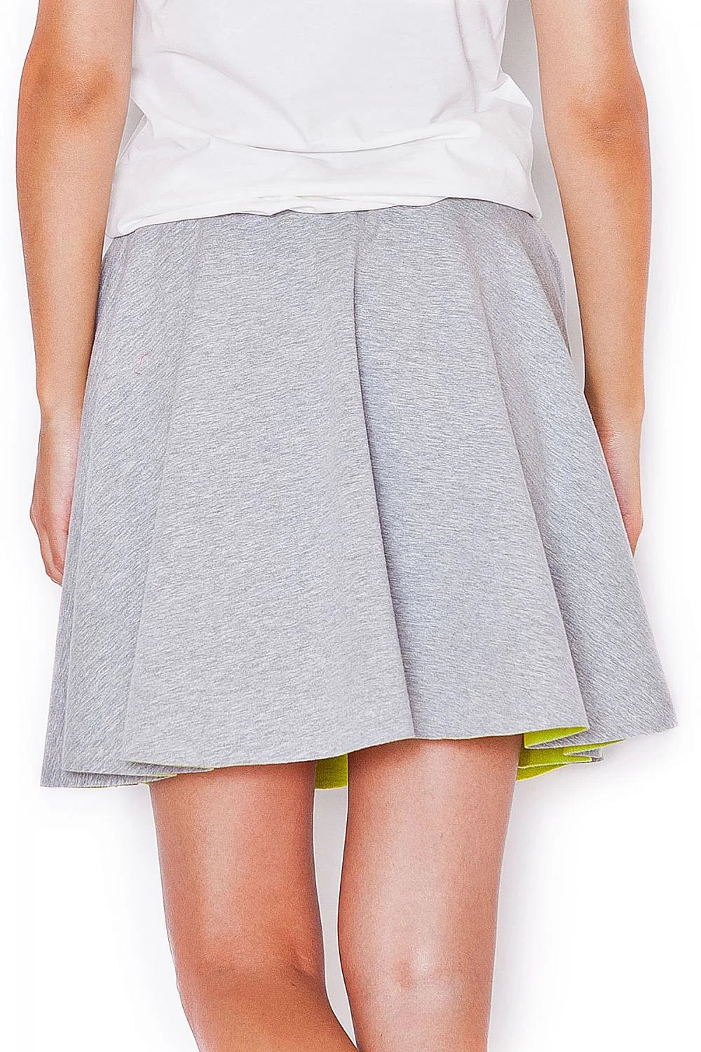 Jupe grise coton mode casual confortable taille élastique cordons verts tenue jeune quotidienne