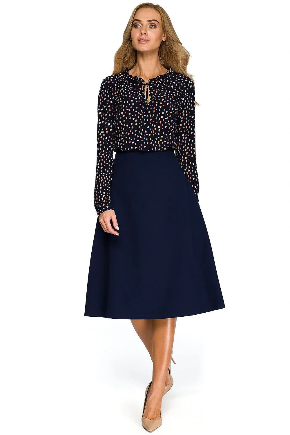 Jupe midi évasée coton chic rouge vif élégante polyvalente pour tenues professionnelles et sorties