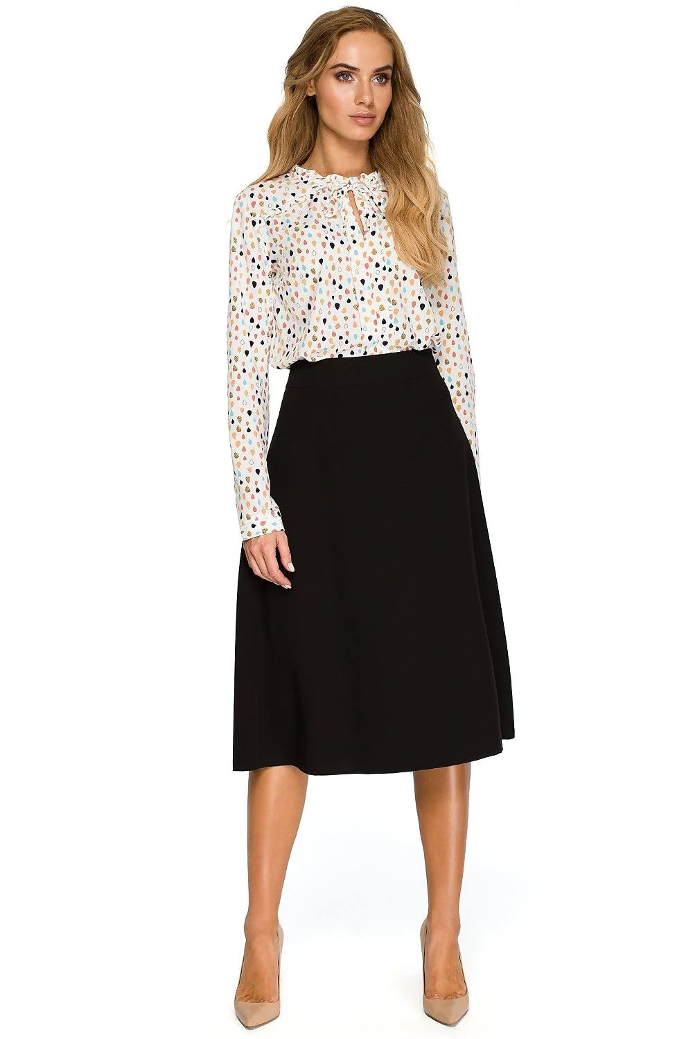 Jupe midi évasée coton chic rouge vif élégante polyvalente pour tenues professionnelles et sorties