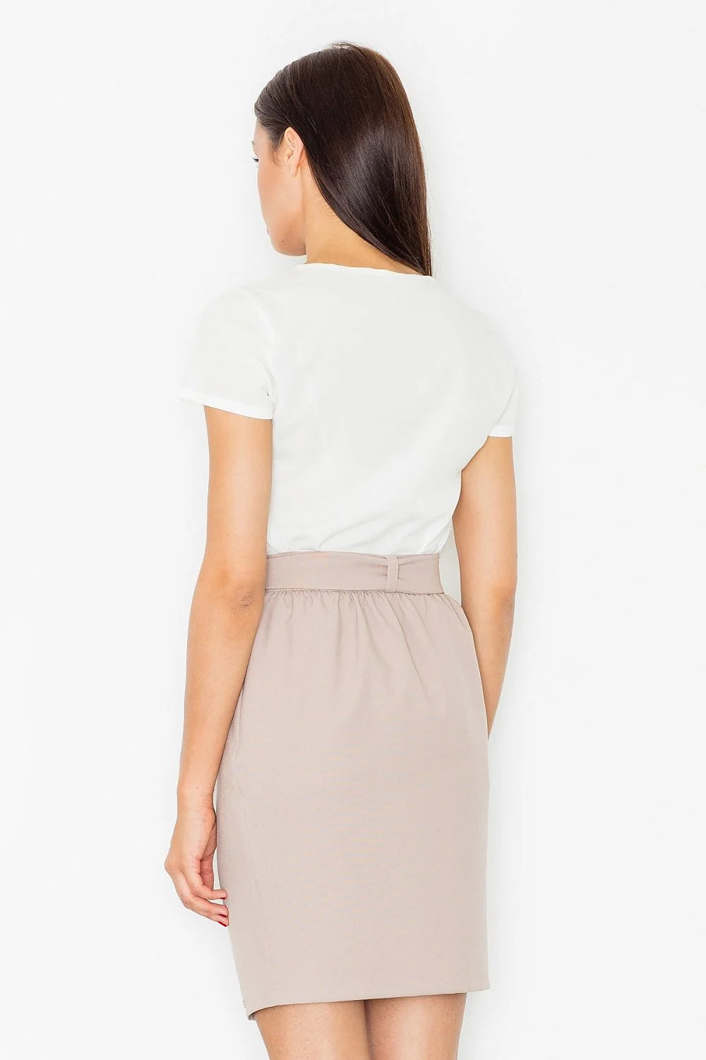 Jupe taille haute en tissu lisse élégant avec ceinture nouée, idéale pour femmes modernes