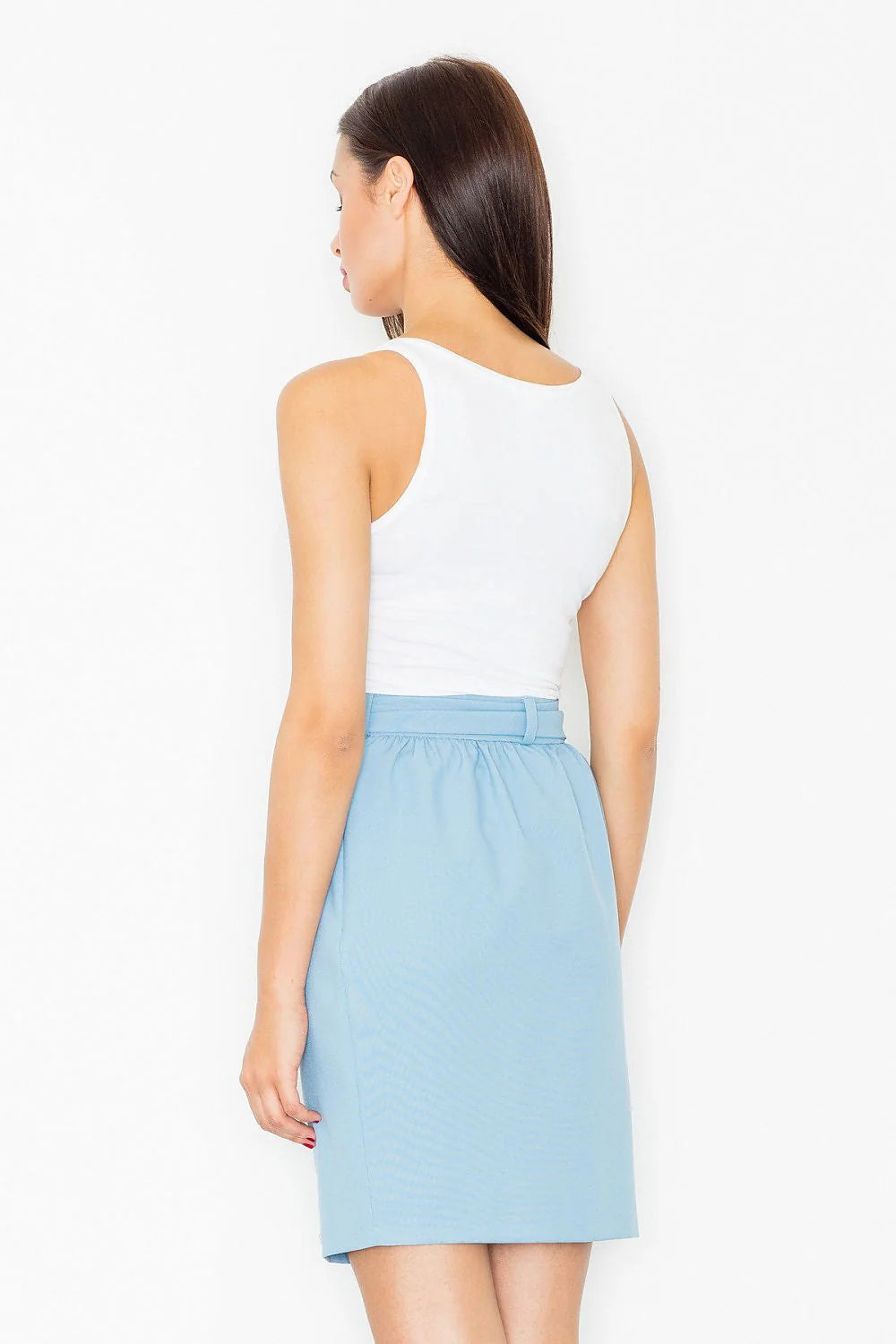 Jupe taille haute en tissu lisse élégant avec ceinture nouée, idéale pour femmes modernes