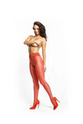 Leggings en tissu brillant rouge-orange sexy moderne taille haute dentelle pour soirées spéciales femmes audacieuses
