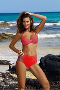 Maillot de bain deux pièces stretch moderne chic rayures ondulées rouge été plage femme élégante