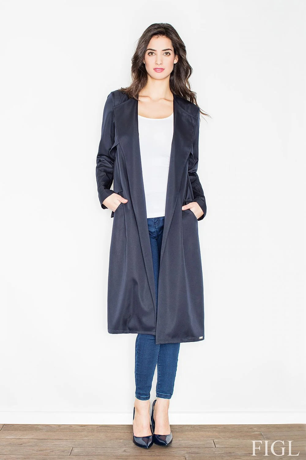Manteau en laine Figl élégant coupe longue chic confort automne hiver pour femmes modernes