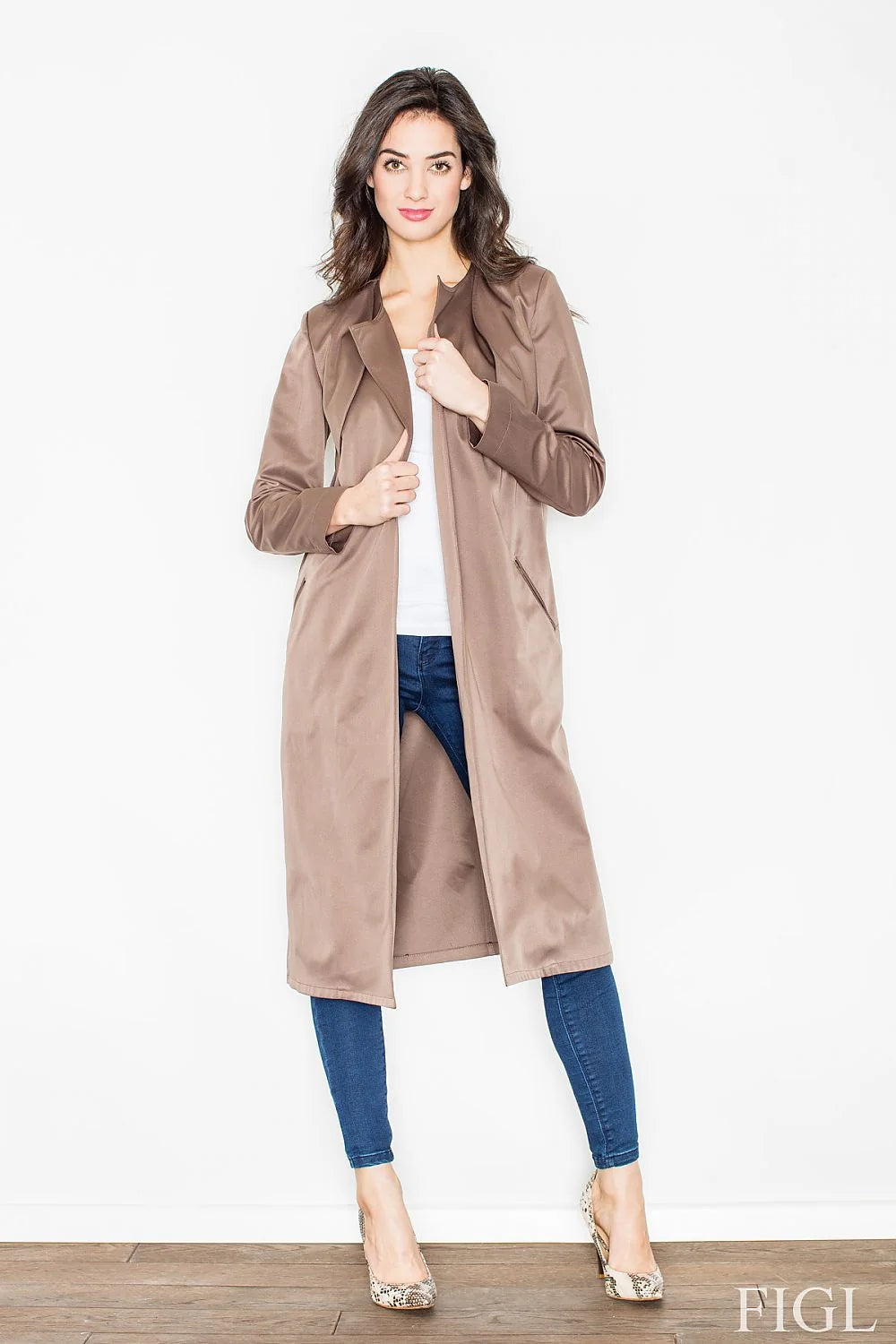 Manteau en laine Figl élégant coupe longue chic confort automne hiver pour femmes modernes