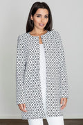 Manteau en tissu chic élégant motif losanges noir et blanc pour style sophistiqué moderne femme
