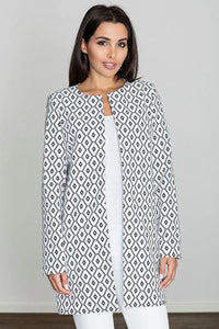 Manteau en tissu chic élégant motif losanges noir et blanc pour style sophistiqué moderne femme