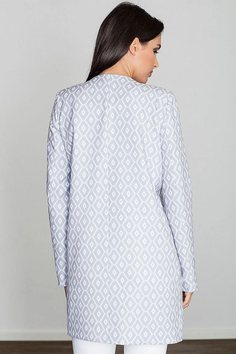 Manteau en tissu chic élégant motif losanges noir et blanc pour style sophistiqué moderne femme