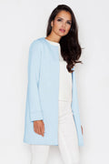 Manteau femme bleu clair polyester chic moderne sans col élégant style urbain occasions spéciales