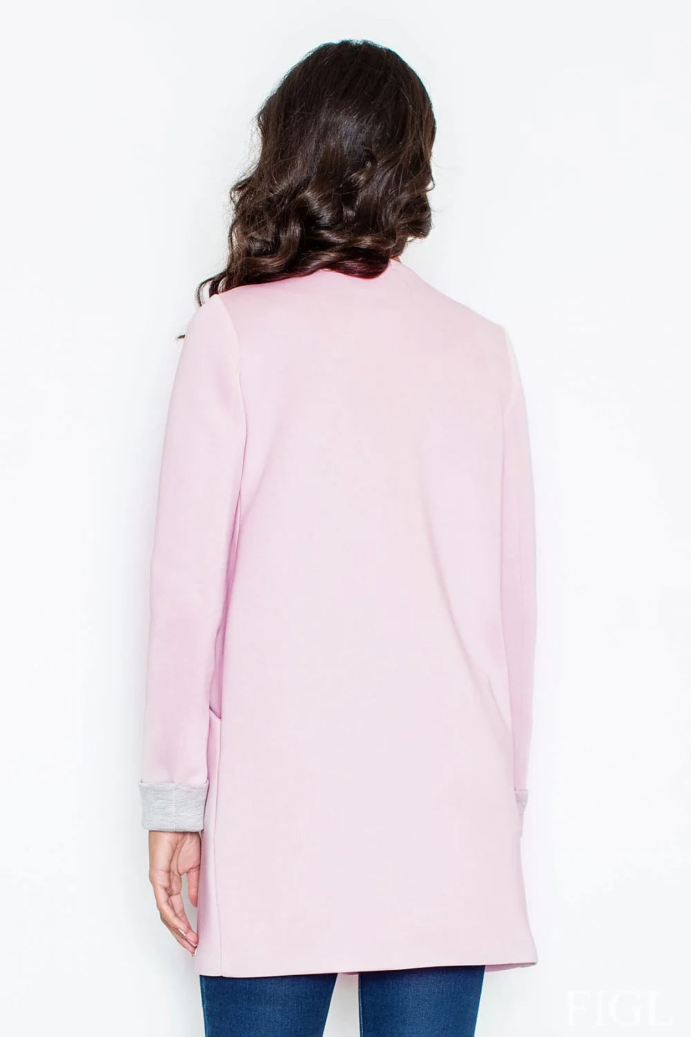 Manteau femme bleu clair polyester chic moderne sans col élégant style urbain occasions spéciales
