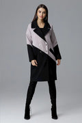 Manteau femme en laine élégant moderne bicolore noir gris automne hiver chic confort urbain