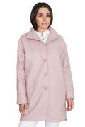 Manteau femme en polyester et viscose rose élégant coupe droite col large hiver chic