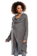 Manteau gris tricot confort col drapé chaud style décontracté élégant pour femmes enceintes modernes