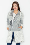 Manteau long en tricot laine élégant moderne patchwork confortable hiver femme mode casual chic