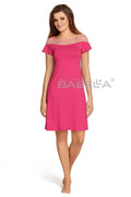Nuisette dentelle romantique rose vif élégante manches courtes confort mi-cuisse pour nuits sereines