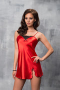 Nuisette satin rouge sexy élégante avec dentelle noire pour une allure féminine irrésistible unique