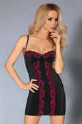 Nuisette sexy en dentelle satinée noire fleurie Livia Corsetti pour élégance féminine raffinée