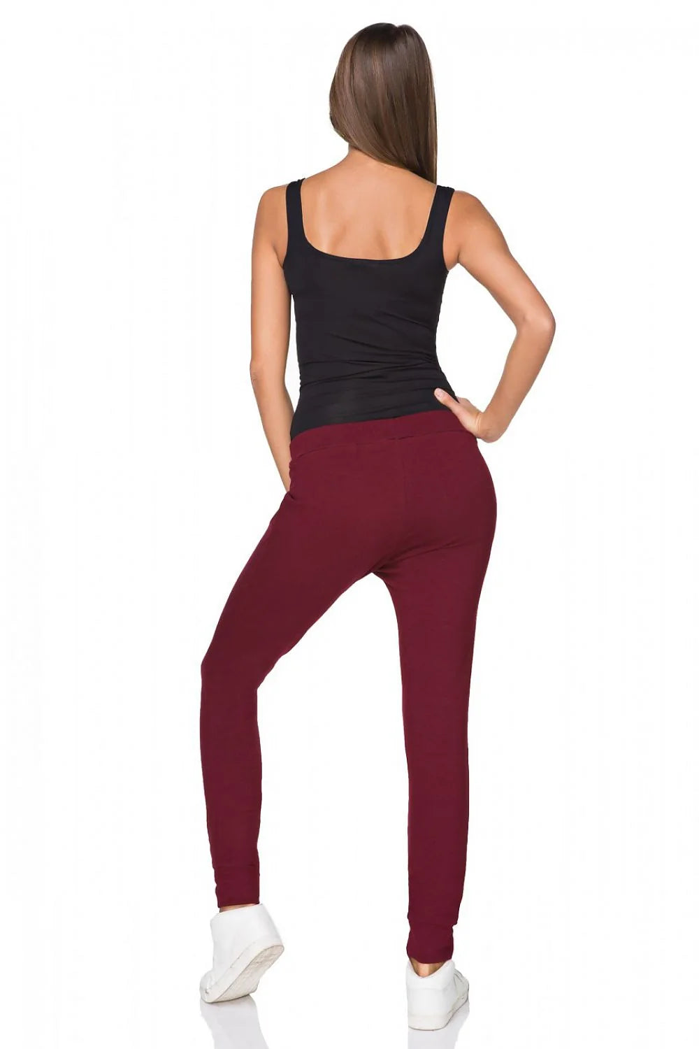 Pantalon de jogging bordeaux en coton confortable et sportif pour un look urbain décontracté chic