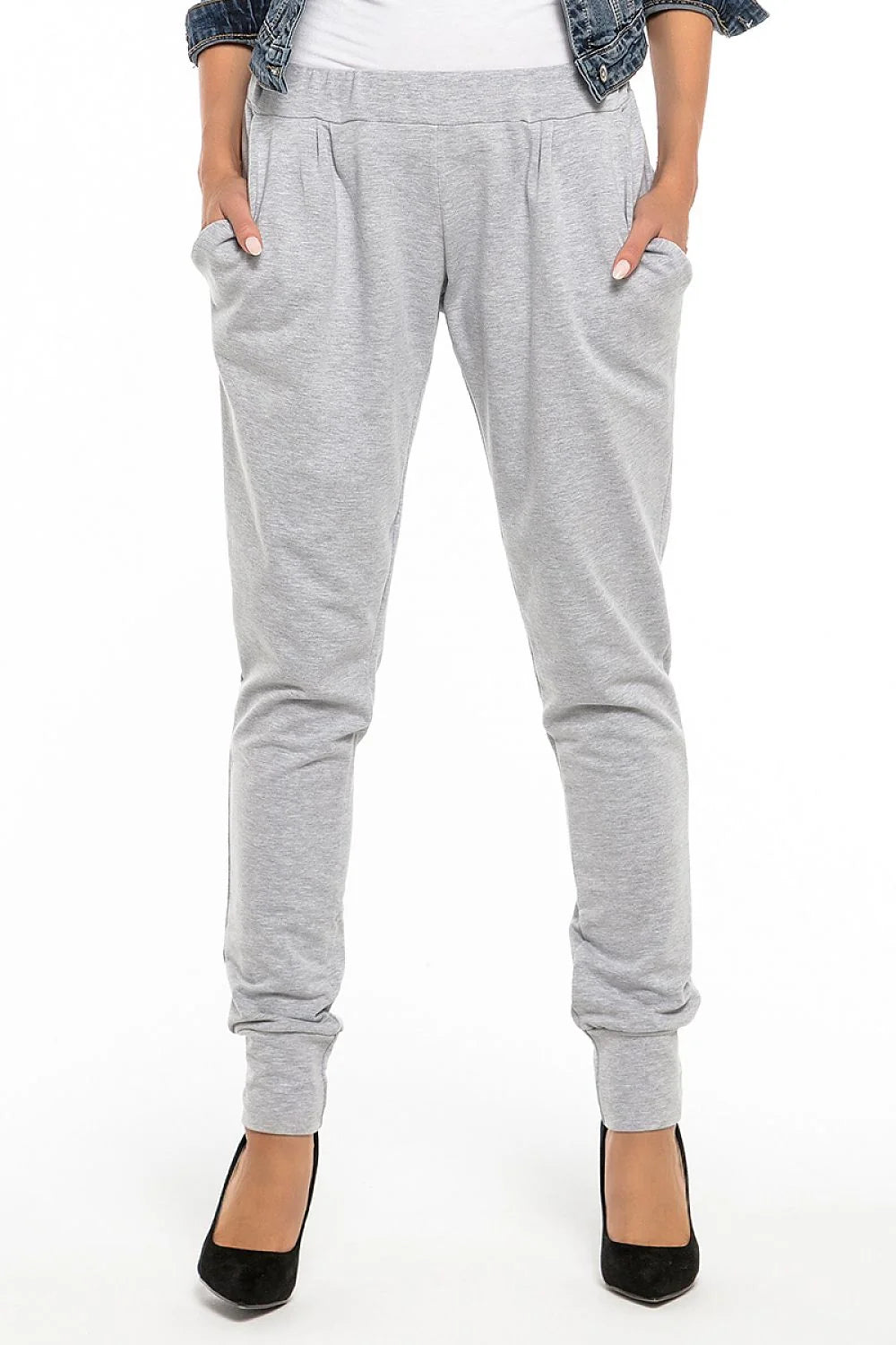 Pantalon de jogging coton style décontracté gris clair confortable avec poches pour détente et sport