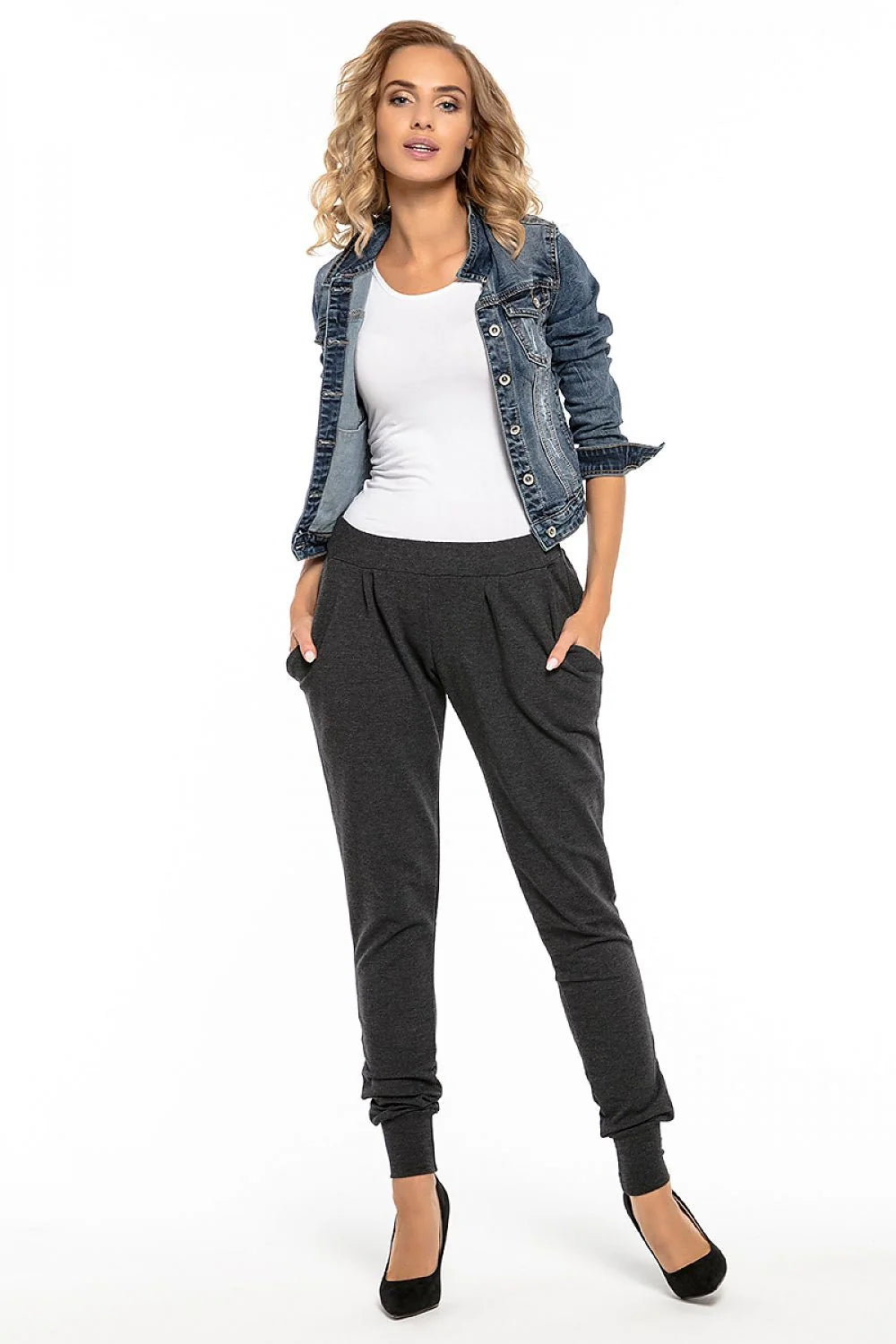 Pantalon de jogging coton style décontracté gris clair confortable avec poches pour détente et sport