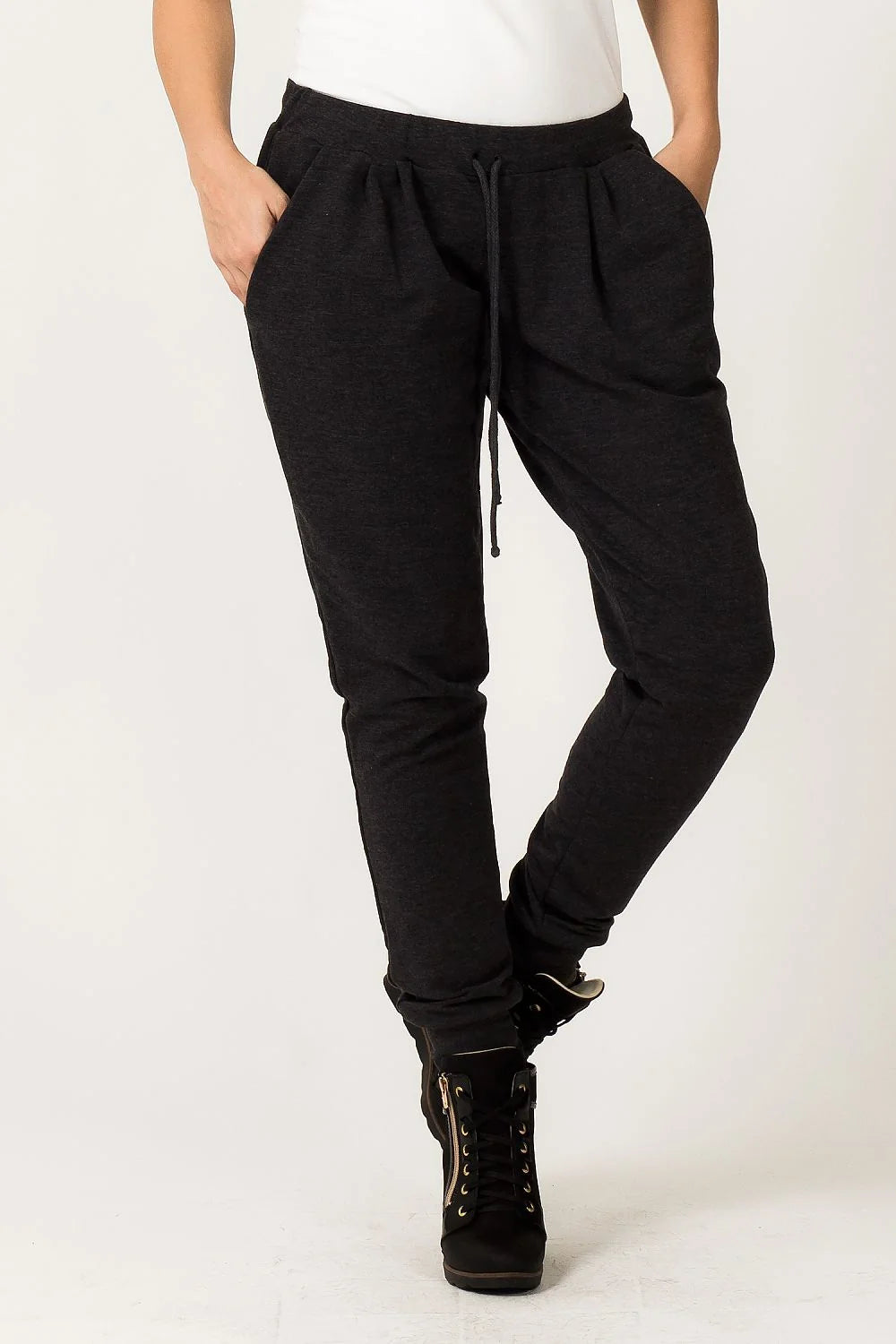 Pantalon de jogging en coton gris style décontracté confortable avec poches pour moments détente