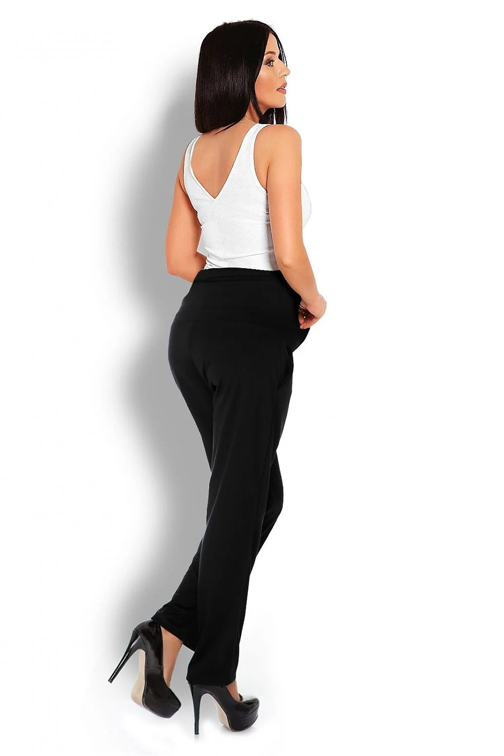 Pantalon de maternité en coton jersey gris ample et confortable pour futures mamans élégantes et détendues