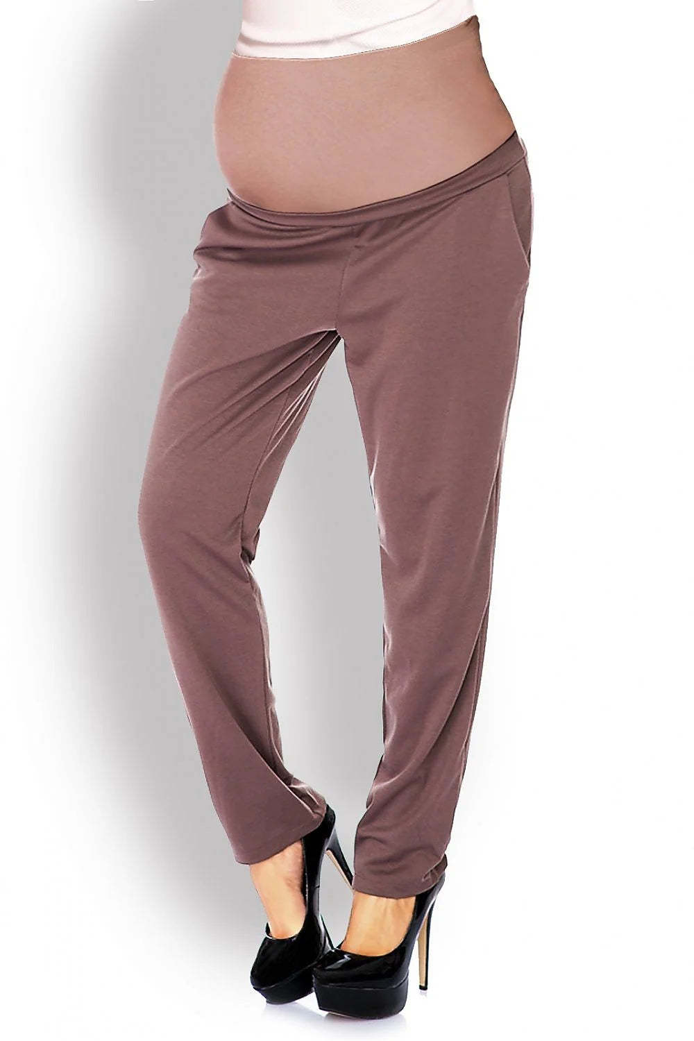 Pantalon de maternité en coton jersey gris ample et confortable pour futures mamans élégantes et détendues